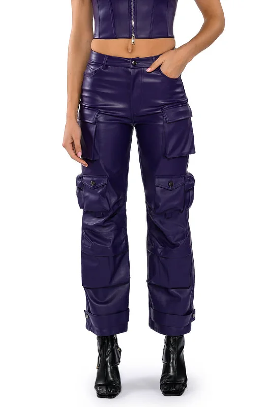 Time to Save Big!BONNE SOIREE CARGO FAUX LEATHER PANTS