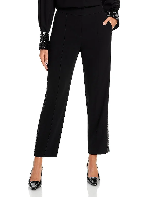 The Sale You’ve Been Waiting For!Bonnie Womens Sequin Pintuck Straight Leg Pants
