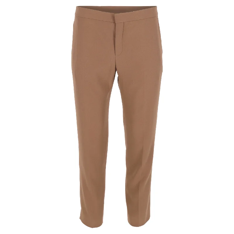 Seasonal Sale – Shop Now!Chloé Mid-Waist Straight-Leg Trousers in Brown Wool
