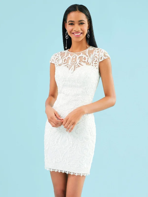 Shop Early, Save Big!Clarisse - 3934 Embroidered Jewel Neck Sheath Dress