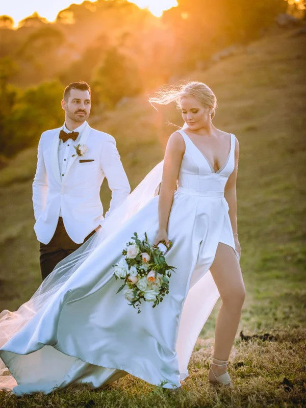 The Best Sale of the Year!Deep V-neck Wedding Dresses, Simple A-line Wedding Dresses, 2020 Bridal Gowns The Best Sale of the Year!Deep V-neck Wedding Dresses, Simple A-line Wedding Dresses, 2020 Bridal Gowns