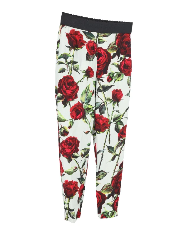 Save More When You Shop More!Dolce & Gabbana Floral Print Leggings in Multicolor Silk
