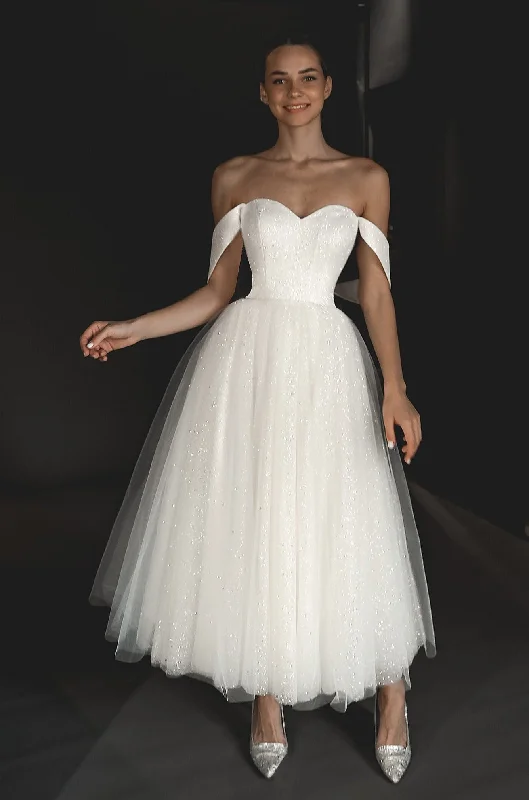 Shop Today, Save Tomorrow!Light ivory Glitter Midi Wedding Dress Soul