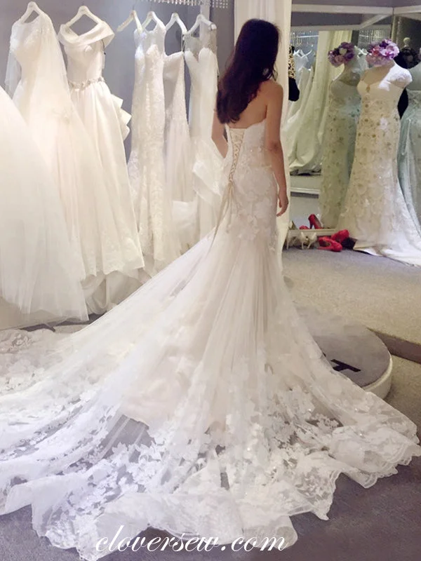 Score Big Savings Today!Gorgeous Floral Lace Sweetheart Strapless Mermaid Lace Up Back Wedding Dresses , CW0067 Score Big Savings Today!Gorgeous Floral Lace Sweetheart Strapless Mermaid Lace Up Back Wedding Dresses , CW0067