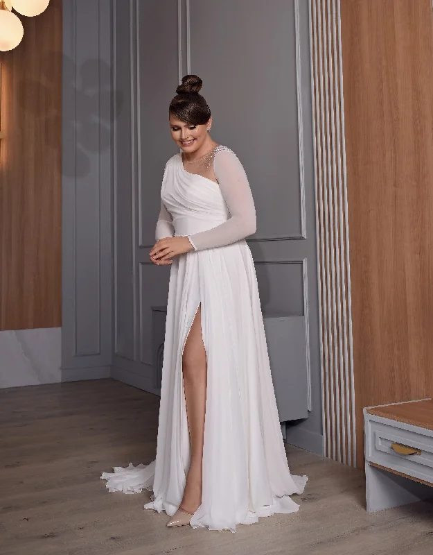 Your Wallet Will Thank You!Gorgeous Long Sleeve A-Line Plussize Wedding Gown