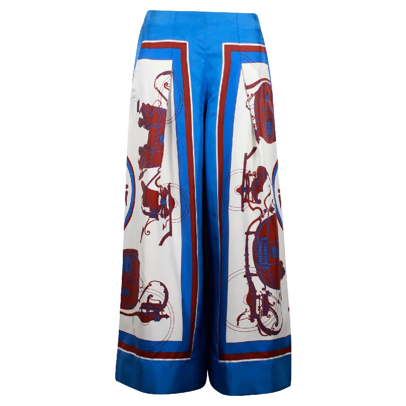 Unbeatable Prices!Hermes Printed Culottes in Blue Silk