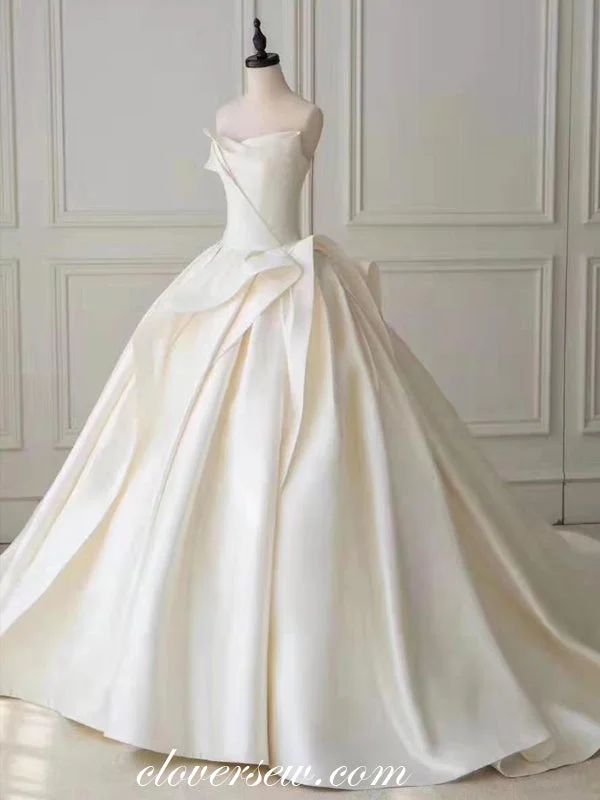 Find Your Perfect Deal Today!Ivory Satin Classical Strapless Pleating Ball Gown Wedding Dresses, CW0071 Find Your Perfect Deal Today!Ivory Satin Classical Strapless Pleating Ball Gown Wedding Dresses, CW0071