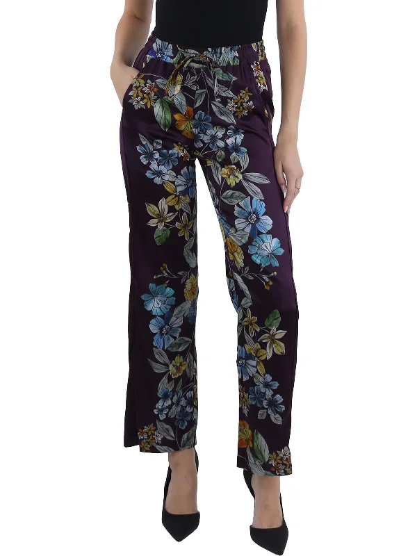 Seasonal Sale – Shop Now!Lexi Stella Womens Silk Floral Print Straight Leg Pants