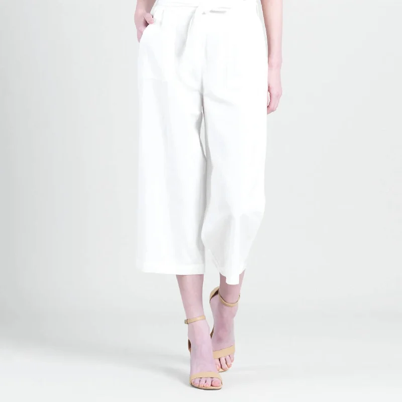 New Discounts Just Dropped!Linen Knit - Tie Waist Cropped Pant In Ivory