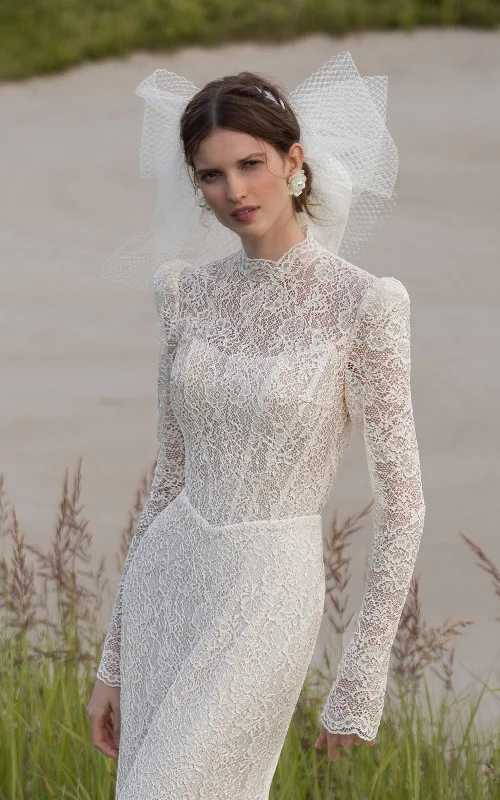 Hot Deals You Can’t Resist!Long Sleeve High-Neck Mermaid Lace Wedding Dress with Open Back Hot Deals You Can’t Resist!Long Sleeve High-Neck Mermaid Lace Wedding Dress with Open Back