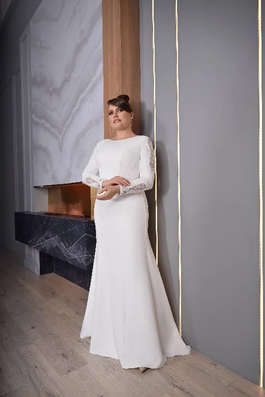 Best Offers of the Month!Long Sleeve Mermaid Plus Size Wedding Gown