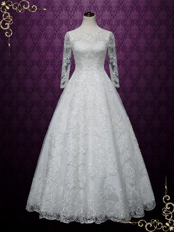 Shop Today, Save Tomorrow!Long Sleeves Lace A-line Wedding Dress | AUGUSTINE