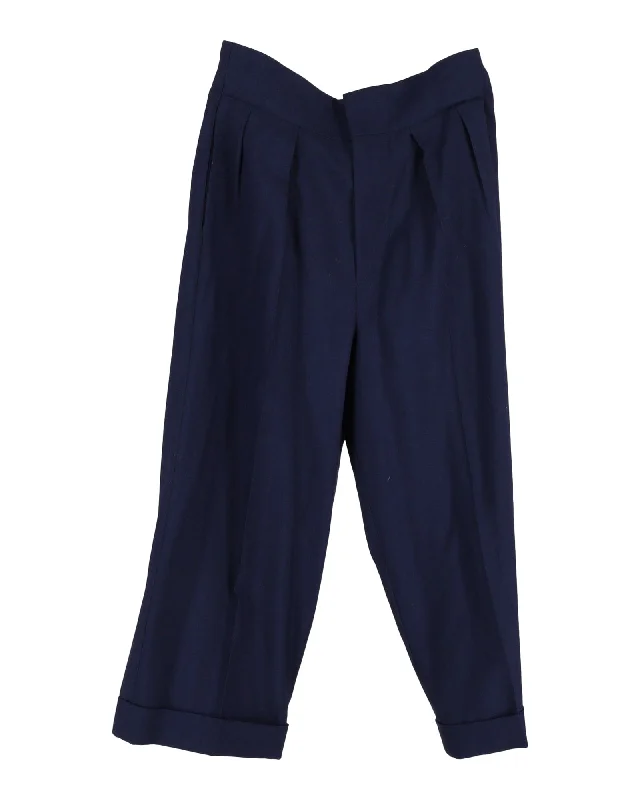 Don’t Wait – Deals Won’t Last!Marni Pleated Trousers in Navy Blue Wool
