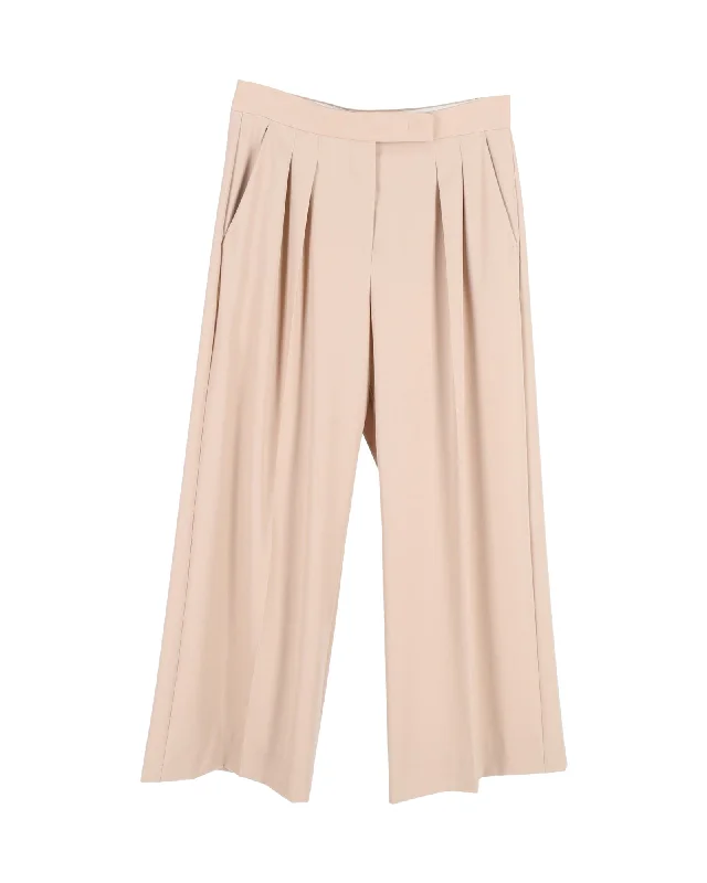 Shop Early, Save Big!Max Mara Pleated Wide-Leg Trousers in Peach Virgin Wool