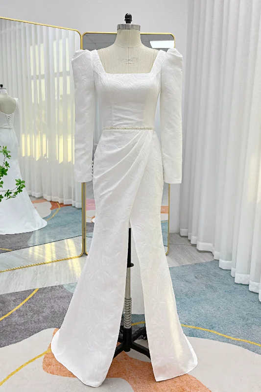 Price Drops You’ll Love!Mermaid Sweep-Brush Train Jacquard Satin Wedding Dress CW3284 Price Drops You’ll Love!Mermaid Sweep-Brush Train Jacquard Satin Wedding Dress CW3284