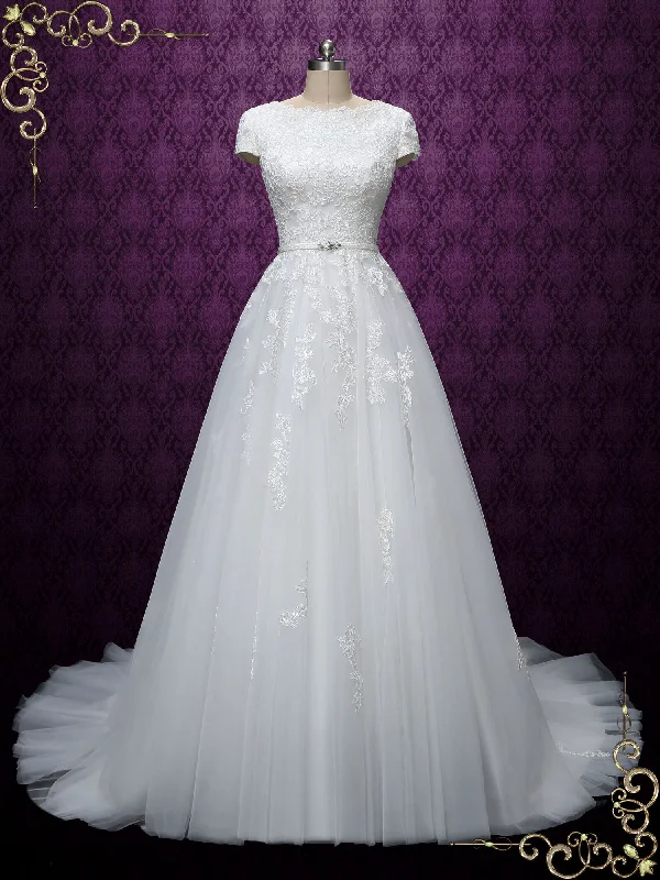 Your Shopping Spree Starts Here!Modest Lace Wedding Dress with Short Sleeves ABIGAIL Your Shopping Spree Starts Here!Modest Lace Wedding Dress with Short Sleeves ABIGAIL