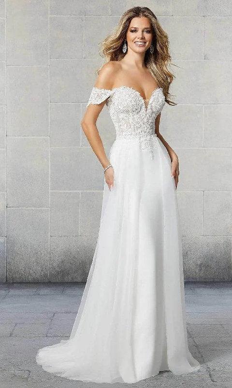 Huge Savings – Act Now!Mori Lee Bridal 6922L - Applique Overskirt Wedding Dress