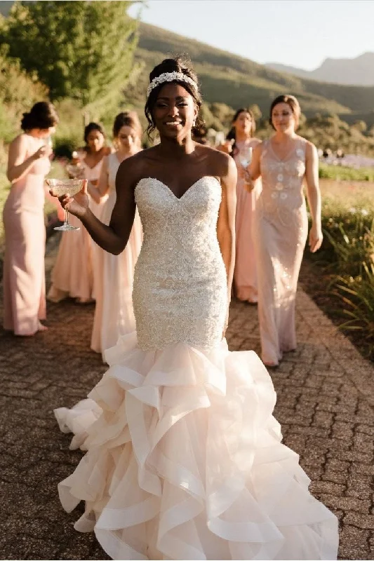 Only a Few Left – Order Now!Multi Ruffles Wedding Dress with Sweetheart Lace Bodice Only a Few Left – Order Now!Multi Ruffles Wedding Dress with Sweetheart Lace Bodice