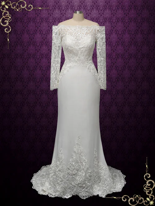 Unlock Huge Savings Now!Off Shoulder Lace Wedding Dress SHANELLE