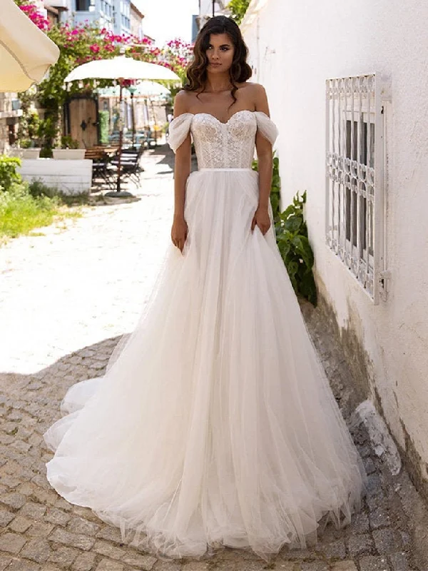 Bigger Savings, Better Shopping!Off Shoulder Sweetheart Long A-line Wedding Dresses, Lace Top Wedding Dresses, Romantic Wedding Gown Bigger Savings, Better Shopping!Off Shoulder Sweetheart Long A-line Wedding Dresses, Lace Top Wedding Dresses, Romantic Wedding Gown