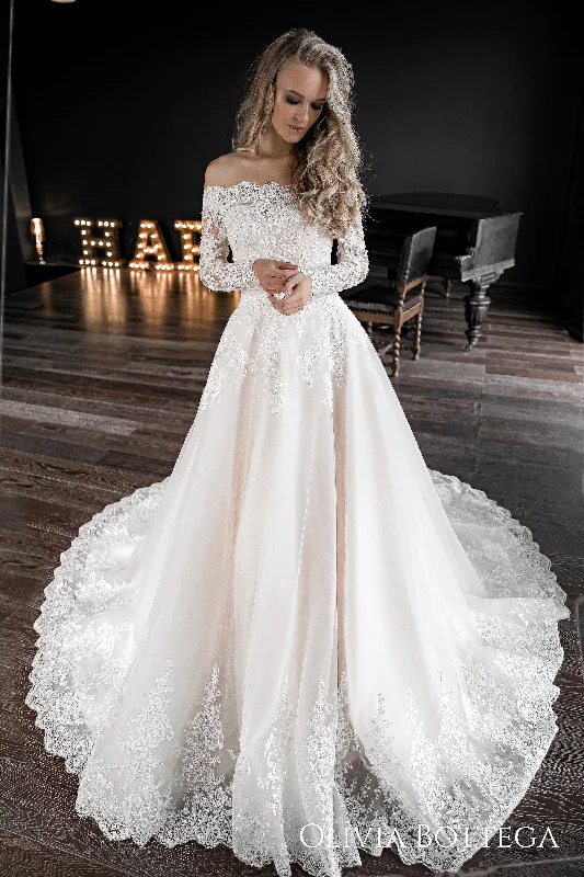 Stock Up and Save!Off-the-Shoulder A-line Wedding Dress Olivia