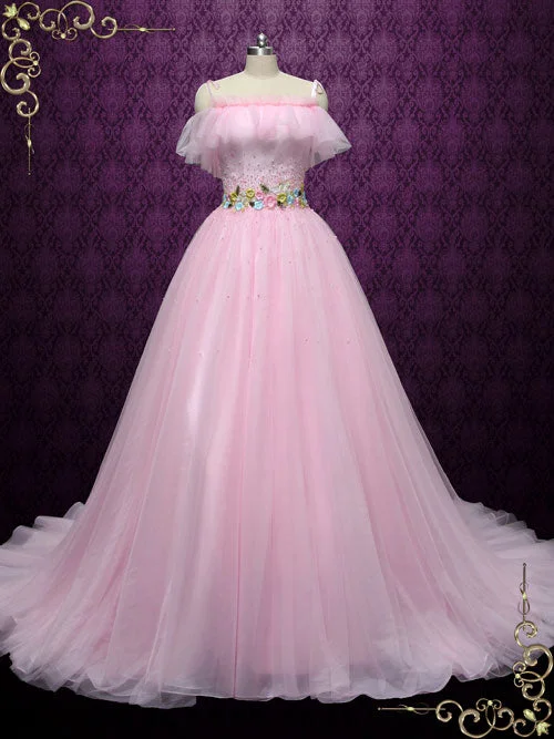 Shop Now and Save!Pink Off Shoulder Formal Evening Dress ROBINE