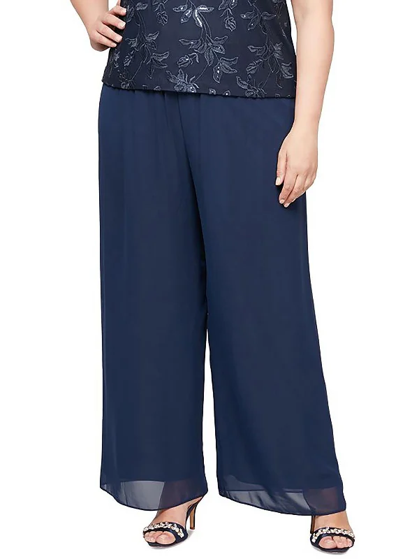 Everything Must Go!Plus Womens Pull On High Rise Wide Leg Pants