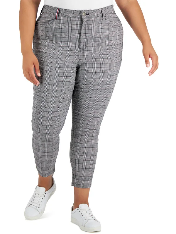 Unmissable Offers Await!Plus Womens Woven Plaid Skinny Pants