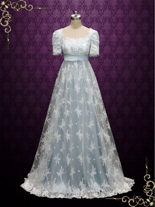 Must-Have Deals Inside!Powder Blue Regency Lace Evening Ball Gown HELENA