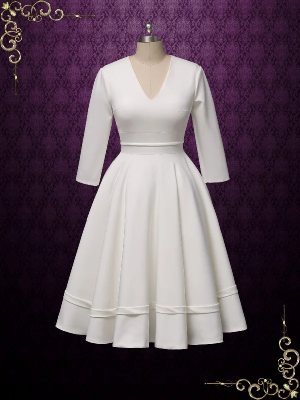 The Best Sale of the Year!Retro Simple Long Sleeves Short Wedding Dress | Lynn