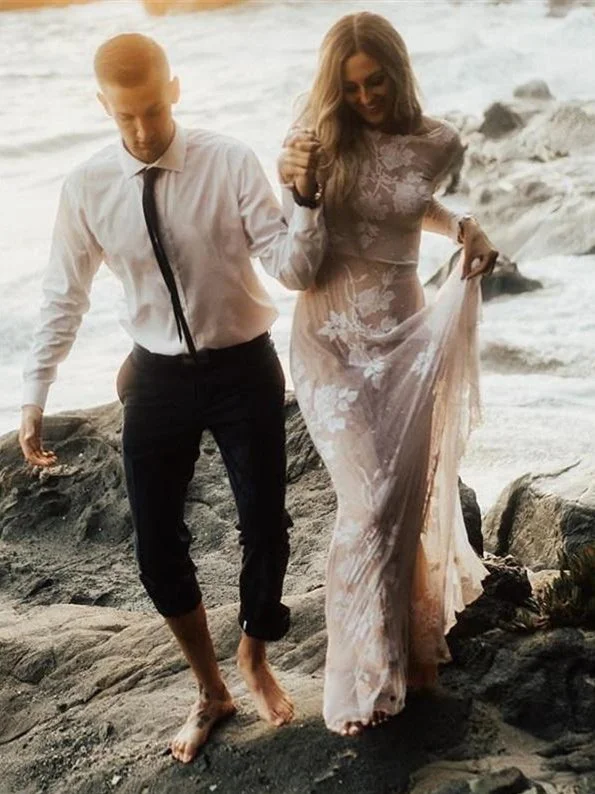 Your Shopping Spree Starts Here!Round Neck Long Sleeves Lace Wedding Dresses, Beach Wedding Dresses, A-line Wedding Dresses Your Shopping Spree Starts Here!Round Neck Long Sleeves Lace Wedding Dresses, Beach Wedding Dresses, A-line Wedding Dresses