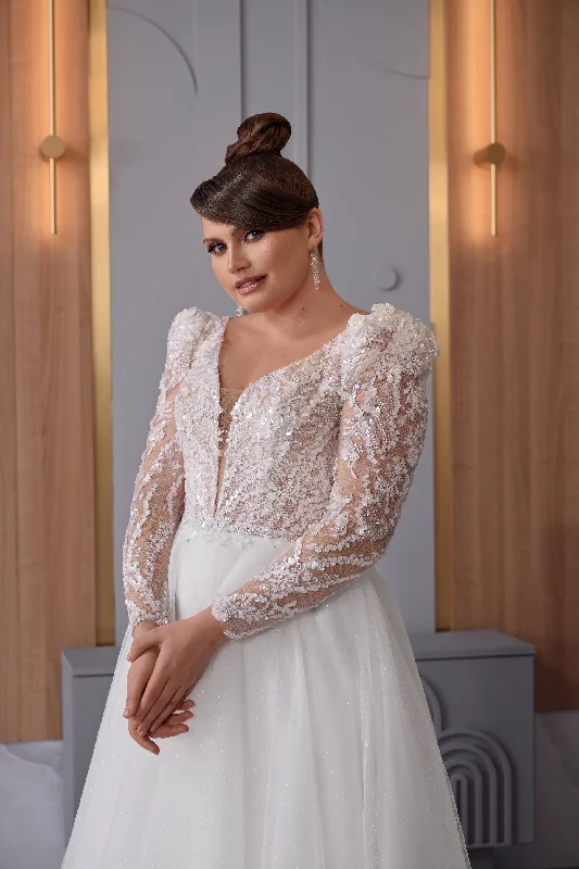 The Best Deals Won’t Wait!Sheer Long Sleeve A-Line Plus Size Sparkling Wedding Dresses The Best Deals Won’t Wait!Sheer Long Sleeve A-Line Plus Size Sparkling Wedding Dresses