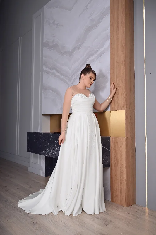 Hottest Discounts of the Year!Sheer Long Sleeve Sweetheart A-Line Plussize Wedding Dress Hottest Discounts of the Year!Sheer Long Sleeve Sweetheart A-Line Plussize Wedding Dress