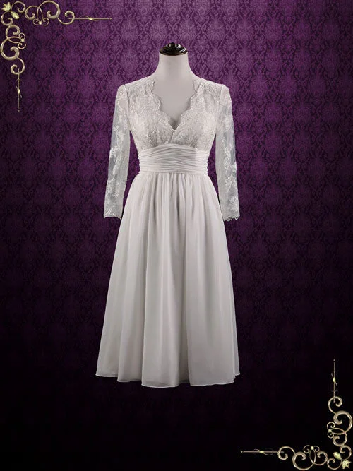 Unlock Huge Savings Now!Short Chiffon Lace Wedding Dress | STACY