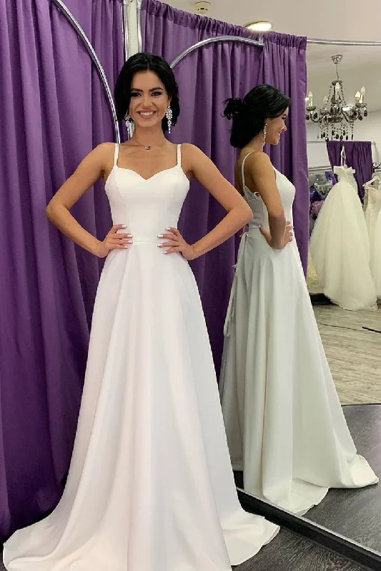 Exclusive Deals Just for You!Simple A-line Bride Wedding Gown with Shoulder Straps