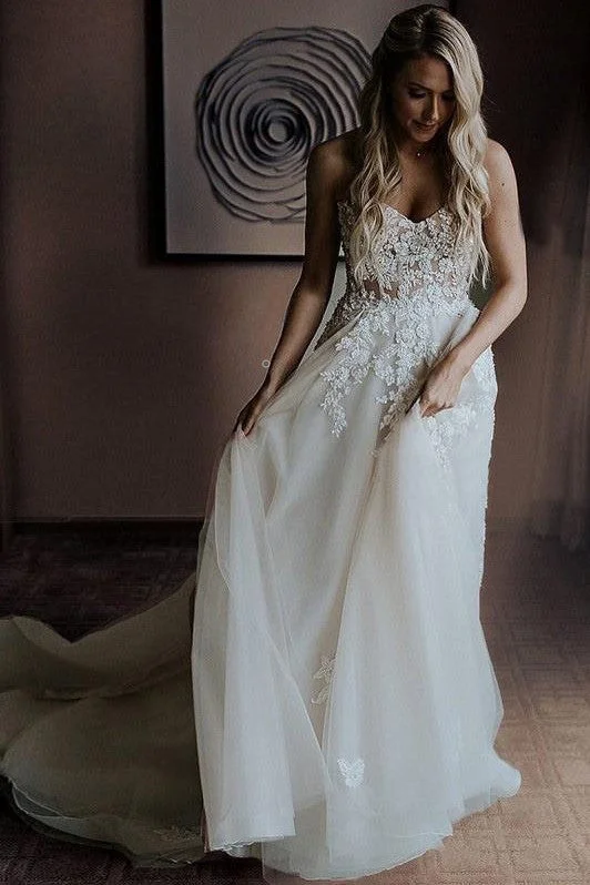 Bigger Savings, Better Shopping!Strapless A-line Wedding Dress with Appliques Bodice Bigger Savings, Better Shopping!Strapless A-line Wedding Dress with Appliques Bodice