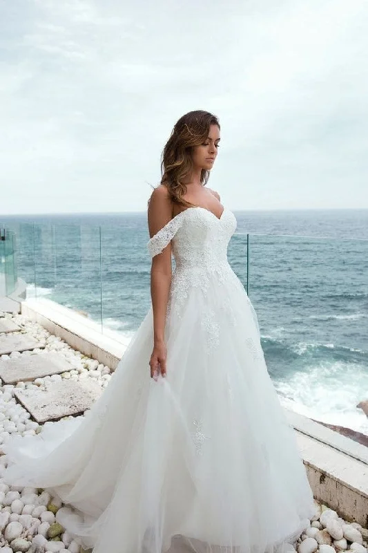 Save More with Every Purchase!Sweet Girl Tulle Wedding Dress Lace Off-the-shoulder Save More with Every Purchase!Sweet Girl Tulle Wedding Dress Lace Off-the-shoulder