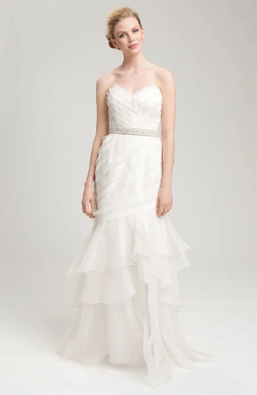 Lowest Prices Guaranteed!Theia Strapless Silk Organza Mermaid Wedding Gown - White Lowest Prices Guaranteed!Theia Strapless Silk Organza Mermaid Wedding Gown - White