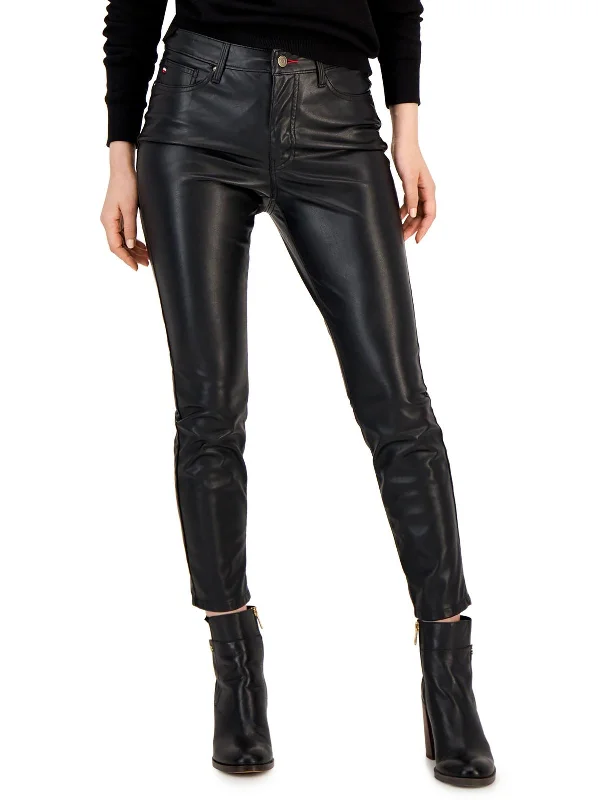 Your Shopping Wish, Our Discount Command!Tribeca Womens Faux Leather Cropped Ankle Pants