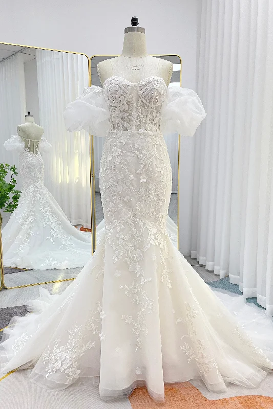 Your Favorite Sale is Back!Trumpet-Mermaid Chapel Train Lace Tulle Wedding Dress CW3274