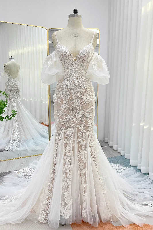 Seasonal Sale – Shop Now!Trumpet-Mermaid Chapel Train Lace Tulle Wedding Dress CW3276 Seasonal Sale – Shop Now!Trumpet-Mermaid Chapel Train Lace Tulle Wedding Dress CW3276