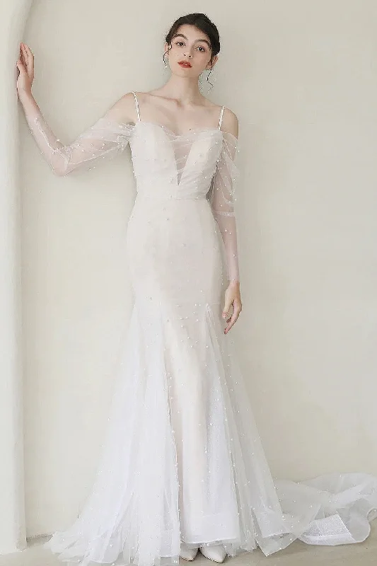 The Best Offers Are Here!Trumpet-Mermaid Sweep-Brush Train Tulle Wedding Dress CW3053 The Best Offers Are Here!Trumpet-Mermaid Sweep-Brush Train Tulle Wedding Dress CW3053