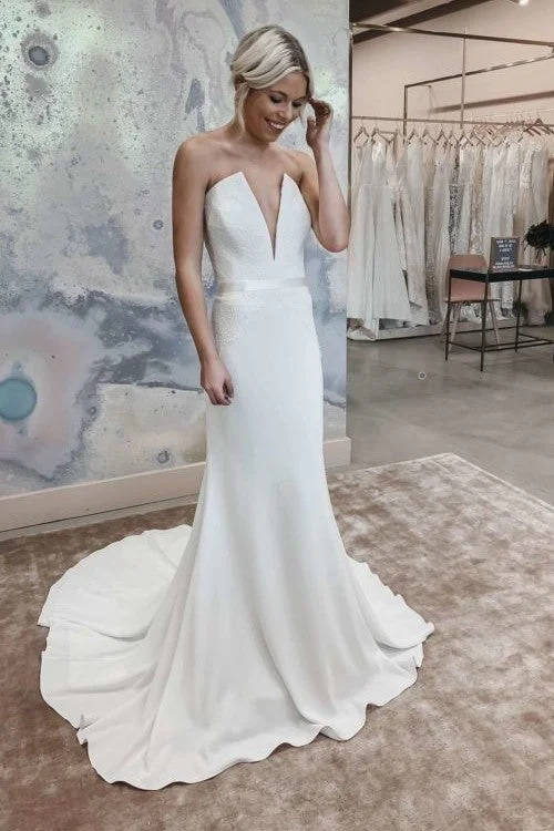 Hurry! While Supplies Last!Unique Strapless Wedding Gown with Lace Bodice