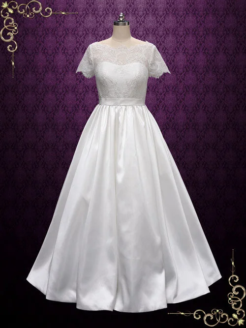 Limited-Time Price Drop!Vintage Short Sleeves Lace Wedding Dress | Alecta