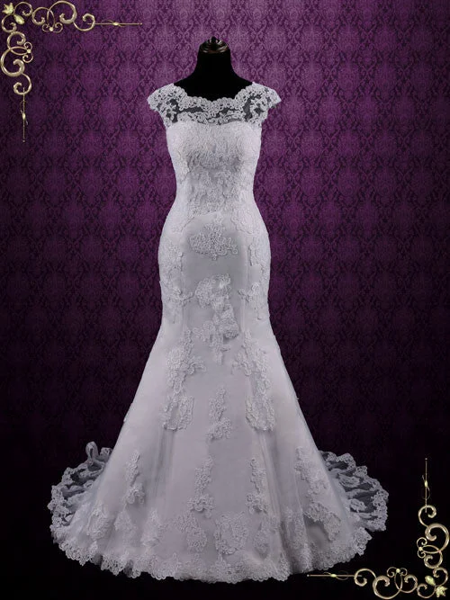 Your Favorite Sale is Back!White Modest Vintage Lace Wedding Dress with Cap Sleeves JULY Your Favorite Sale is Back!White Modest Vintage Lace Wedding Dress with Cap Sleeves JULY