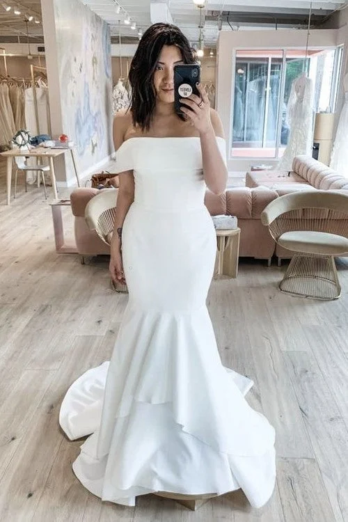 Hot Deals You Can’t Resist!Wide Off-the-shoulder Wedding Dresses with Flare Skirt
