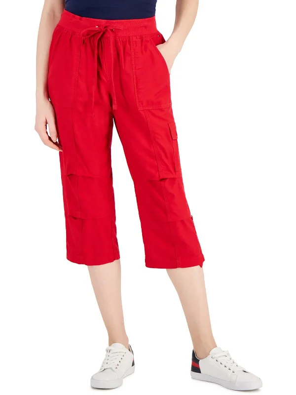 Steals and Deals Await!Womens Adjustable Pant Leg Drawstring Waist Cropped Pants