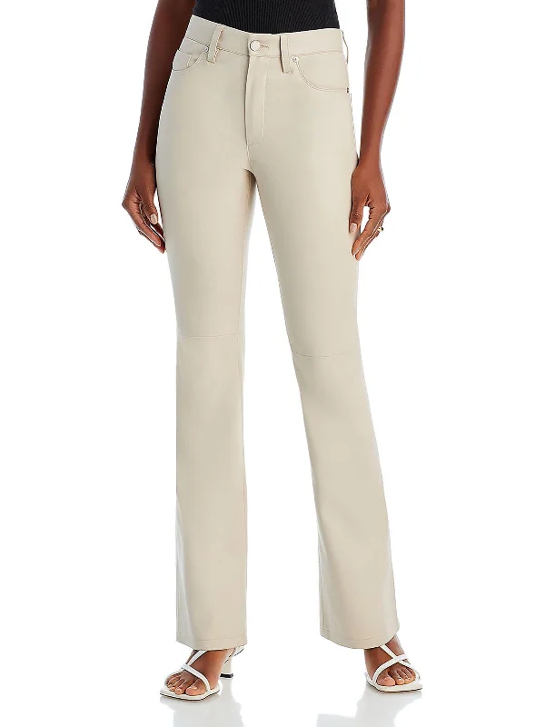 Save Like Never Before!Womens Faux Leather Casual Ankle Pants