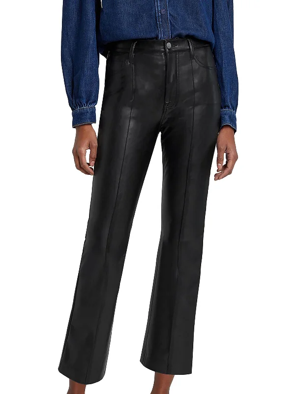 Your Best Deals Are Here!Womens Faux Leather High Waist Flared Pants
