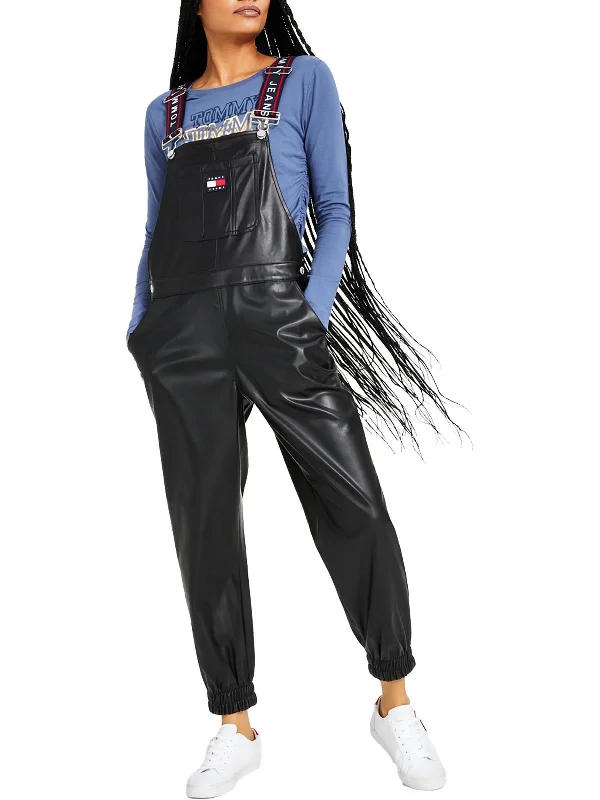 Limited Deals, Unlimited Savings!Womens Faux Leather Jogger Overalls